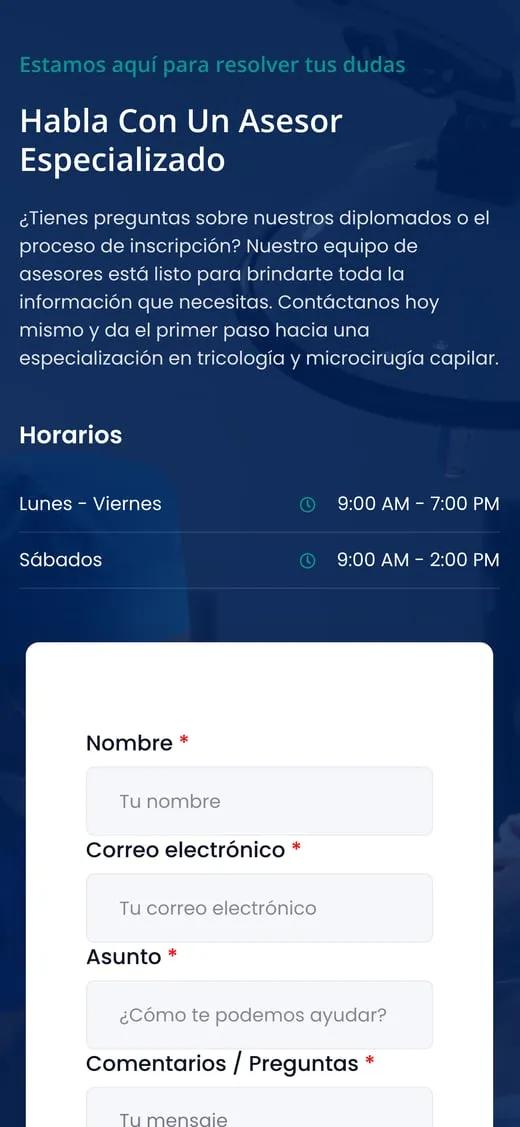 Pantalla del sitio de CETMC