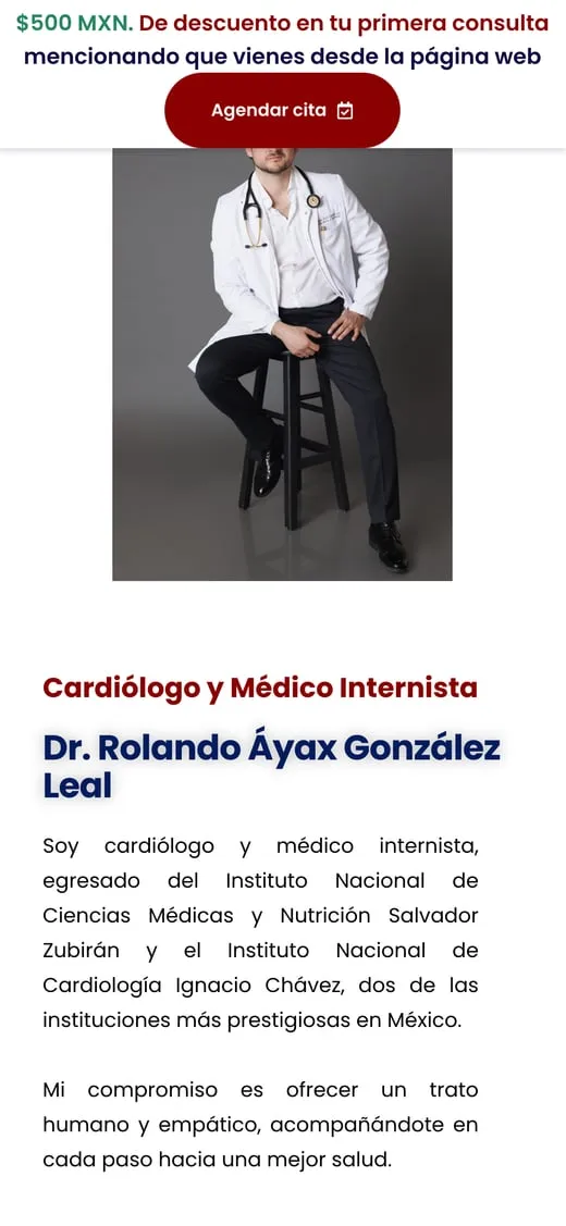 Pantalla del sitio de Dr. Rolando González