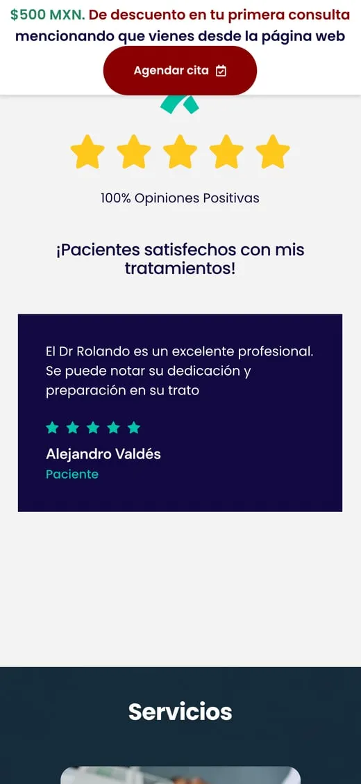 Pantalla del sitio de Dr. Rolando González