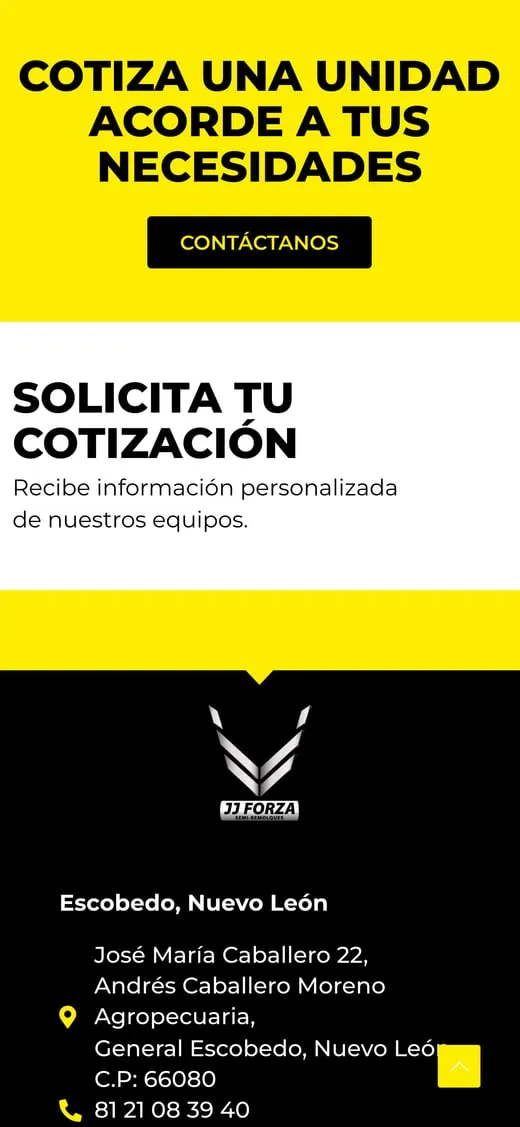 Pantalla del sitio de JJ Forza