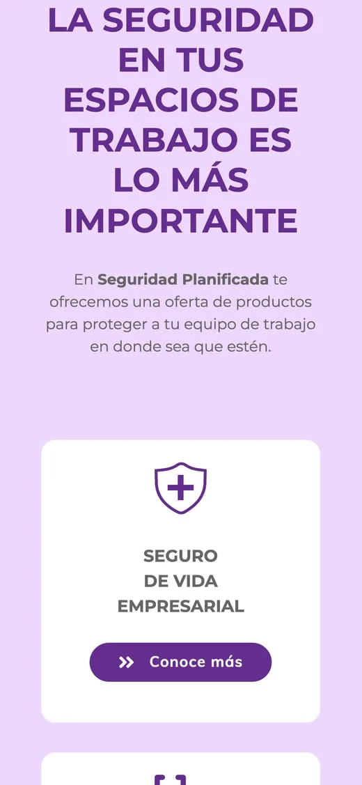 Pantalla del sitio de Seguridad Planificada