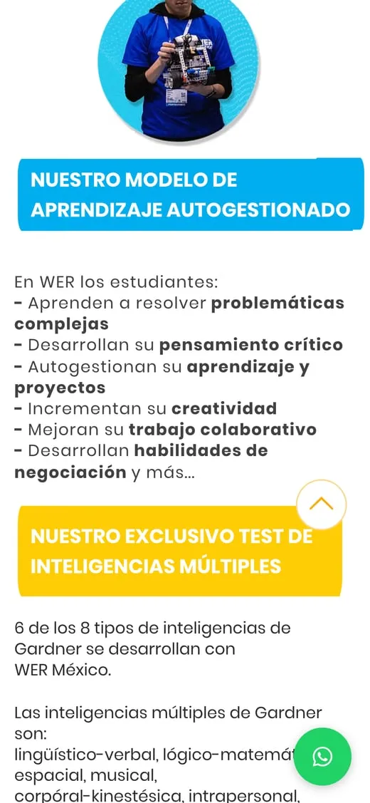 Pantalla del sitio de WER México